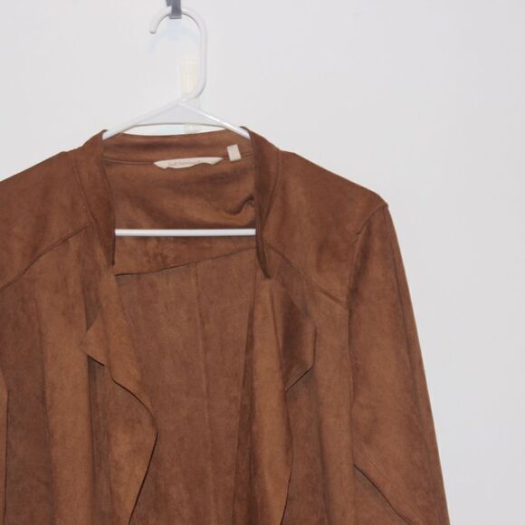 SOFT SURROUNDINGSShape Drape Suede Jacket cardigan  in Saddle Size large - Picture 3 of 9